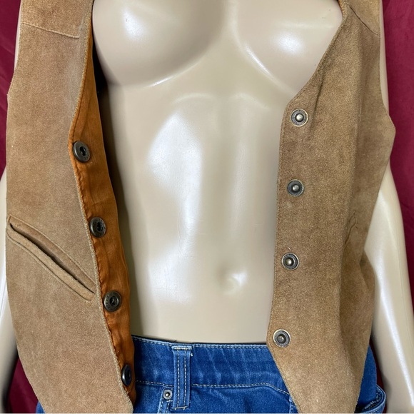 Vintage 90's Mona Mode Leather and Plaid Vest Medium - Picture 3 of 8